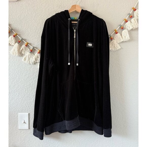 Coogie Black Velour Zip Up Jacket Tracksuit Sporty 3D Knit Multicolor Casual 3XL - Picture 1 of 10